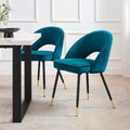 Lola Set of 2 Dining Chairs - Matte Velvet - Teal - DUSK