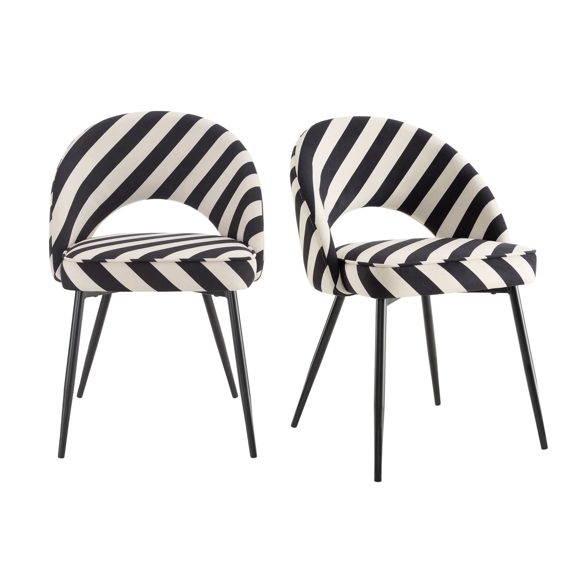 Lola Set of 2 Dining Chairs - Mono Stripe - DUSK