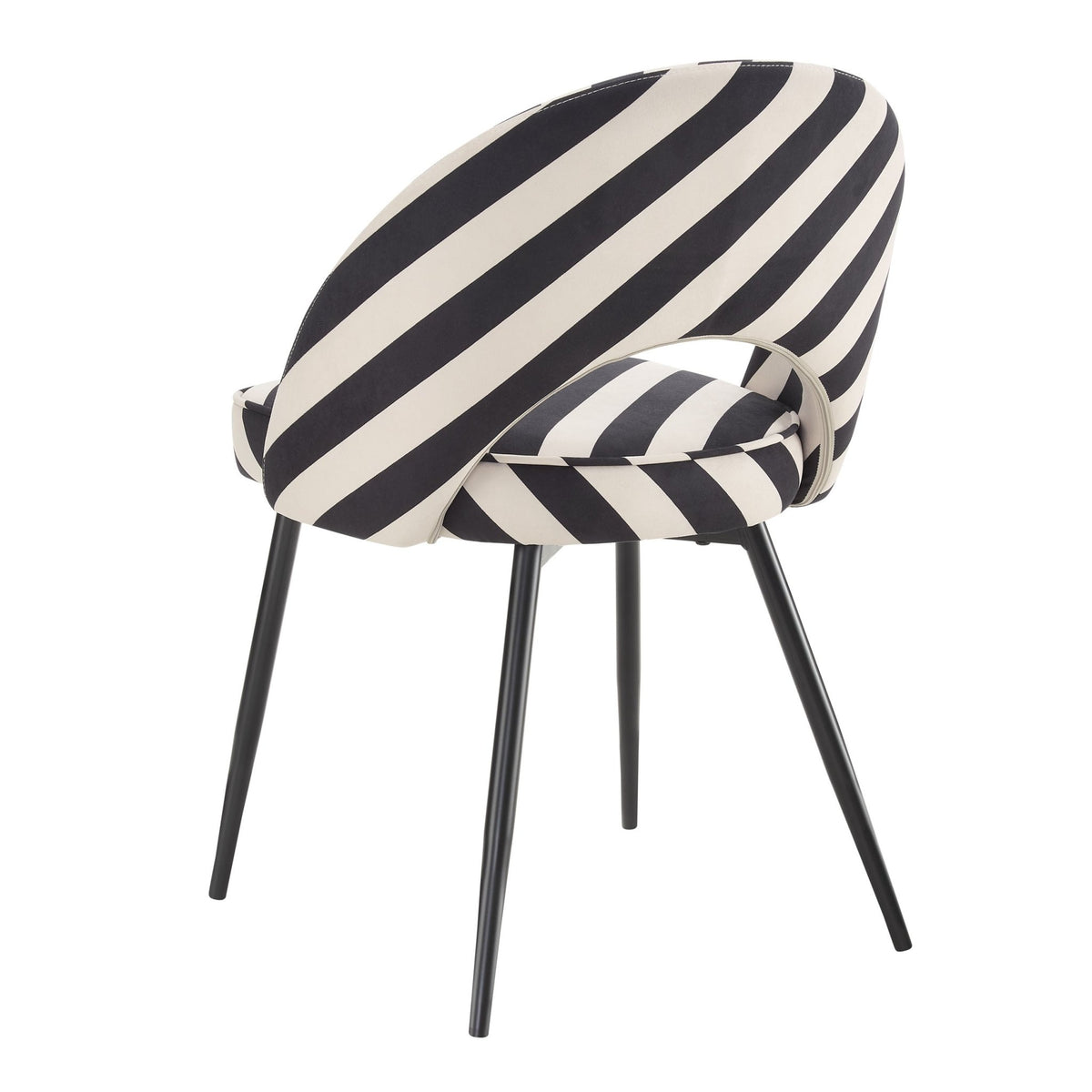 Lola Set of 2 Dining Chairs - Mono Stripe - DUSK