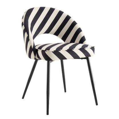 Lola Set of 2 Dining Chairs - Mono Stripe - DUSK