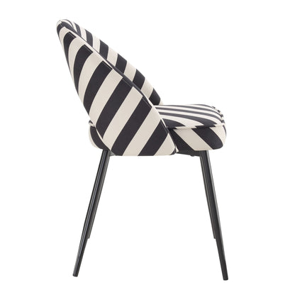 Lola Set of 2 Dining Chairs - Mono Stripe - DUSK