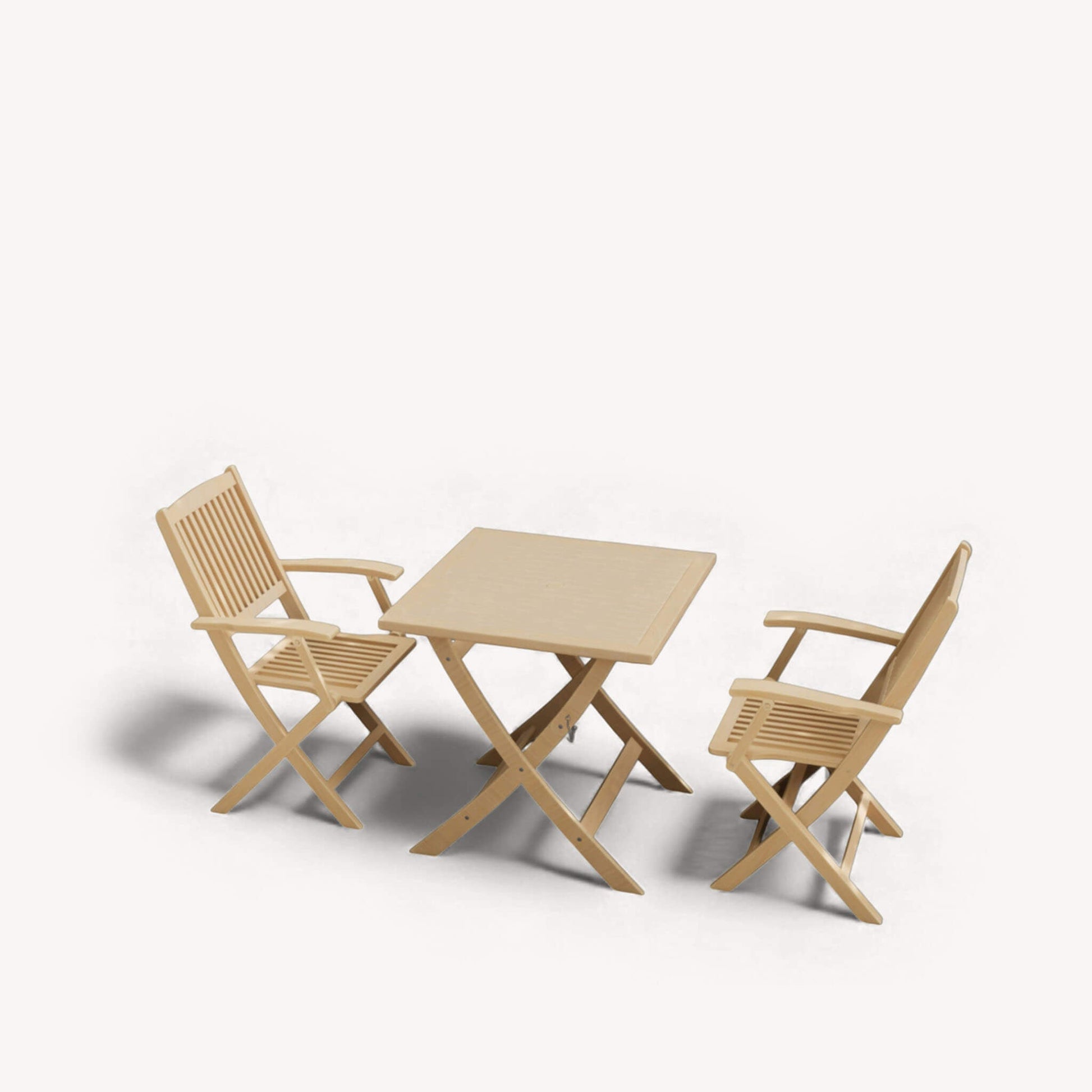 London Outdoor 2 Seater Square Folding Bistro Set - Natural - DUSK