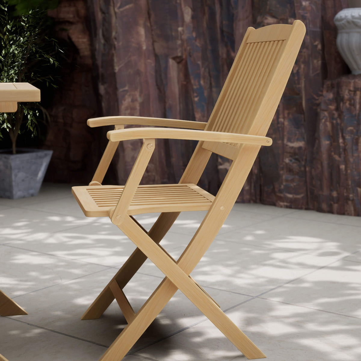 London Outdoor 2 Seater Square Folding Bistro Set - Natural - DUSK
