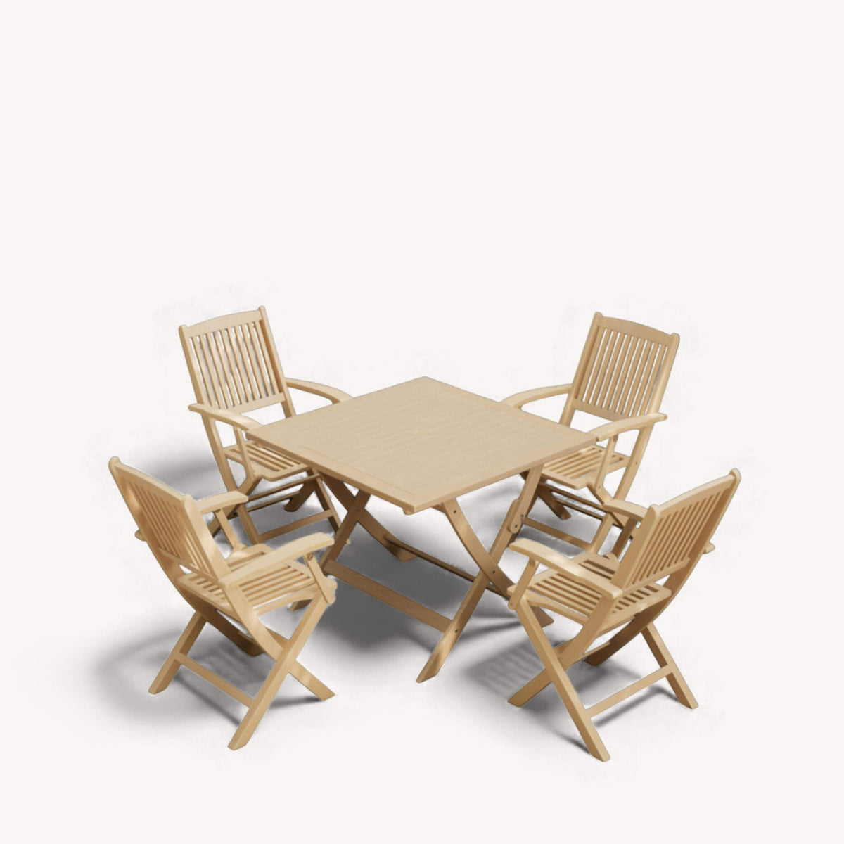 London Outdoor 4 Seater Square Folding Bistro Set - Natural - DUSK