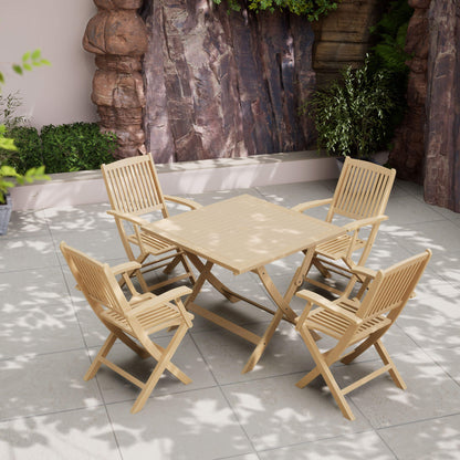 London Outdoor 4 Seater Square Folding Bistro Set - Natural - DUSK