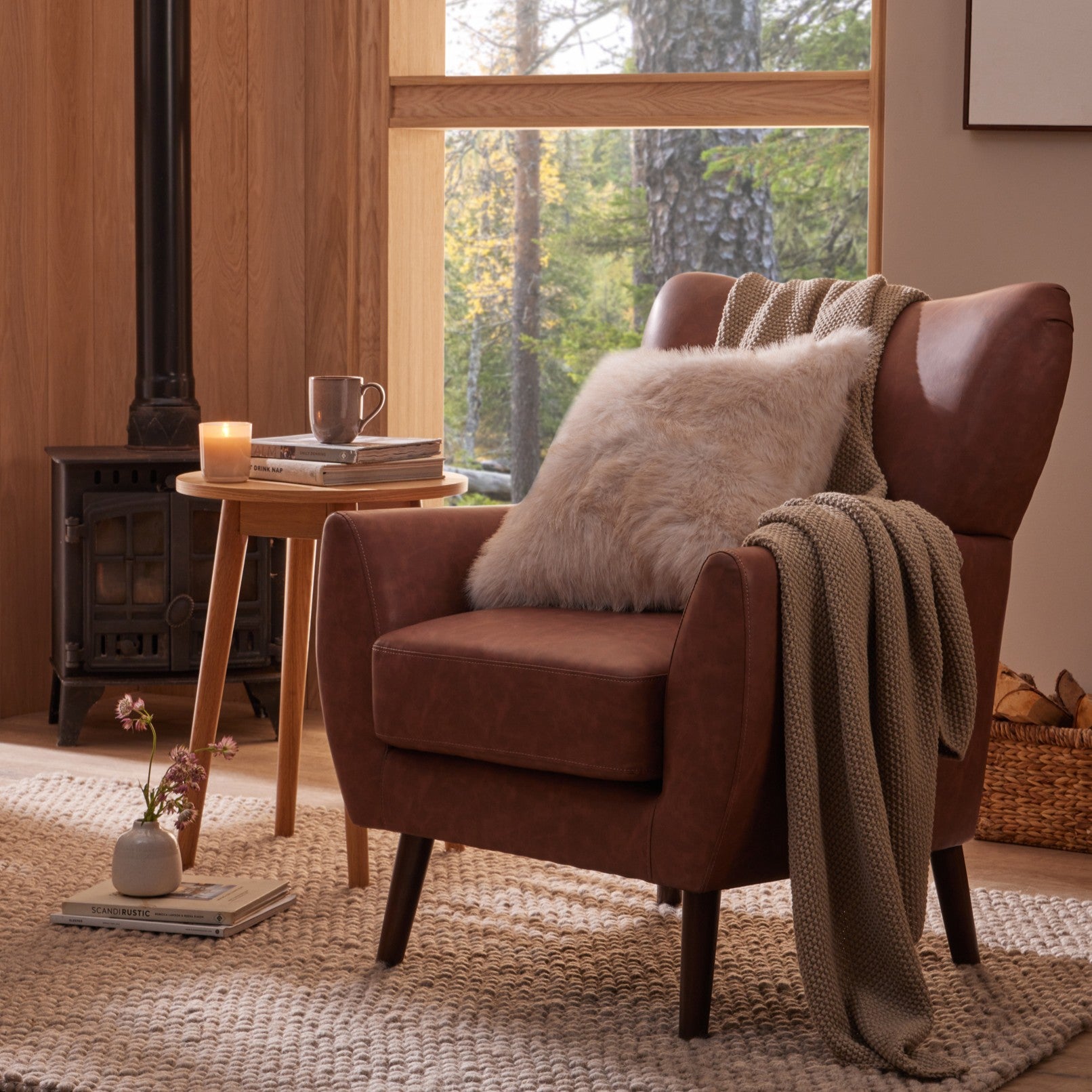 Long Faux Fur Sofa Cushion Cover - Natural - DUSK