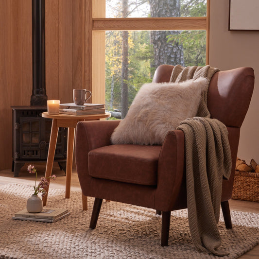 Long Faux Fur Sofa Cushion Cover - Natural - DUSK