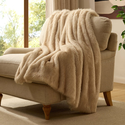 Long Faux Fur Sofa Throw - Natural - DUSK