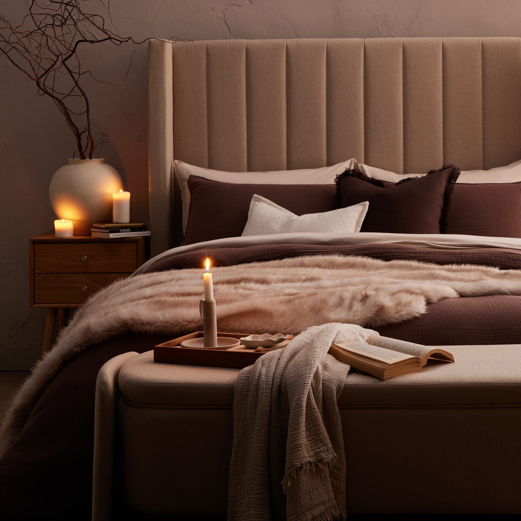 Long Faux Fur Throw - Natural - DUSK