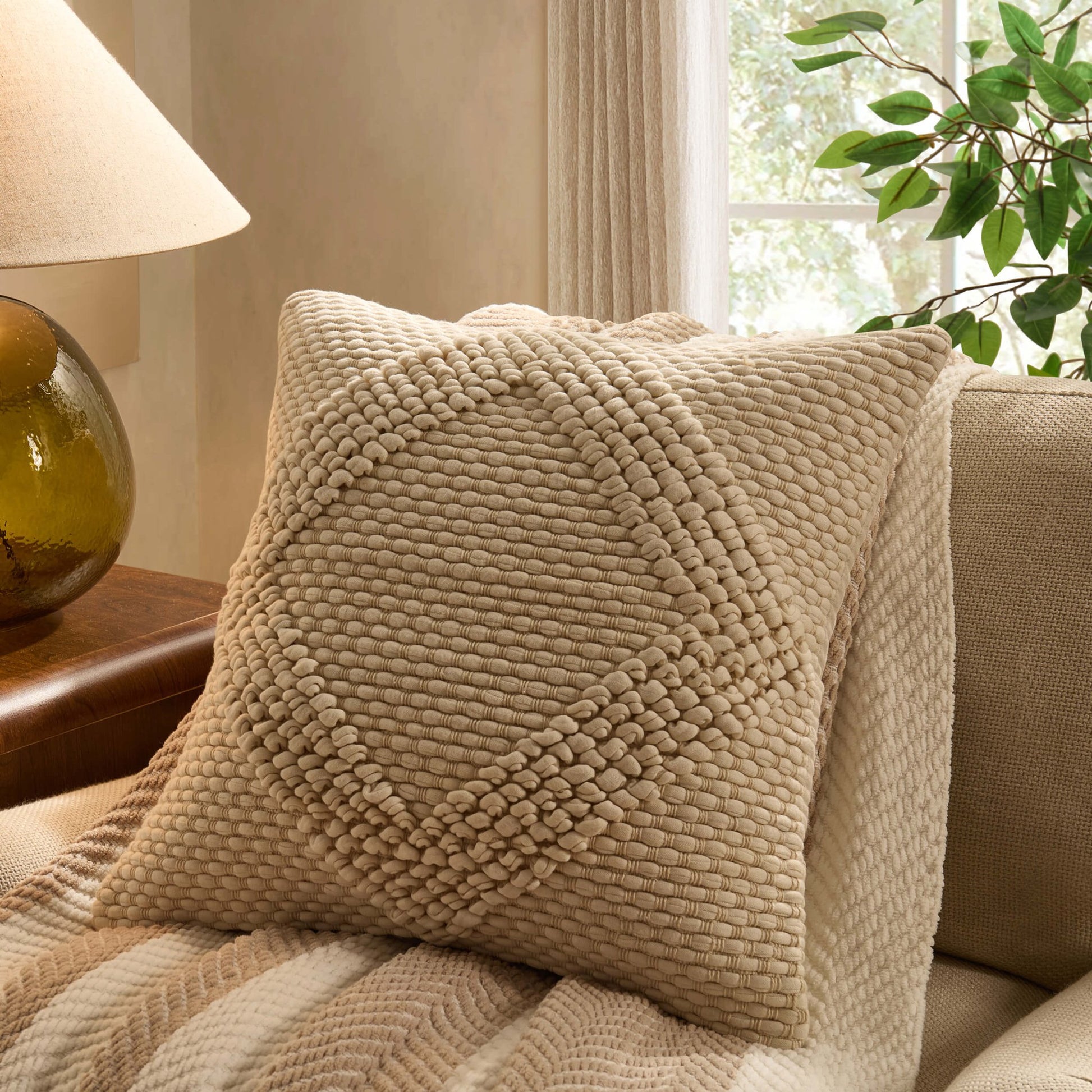 Loop Pattern Sofa Cushion Cover - Off White - DUSK