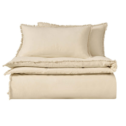 Lora Linen Blend Frayed Edge Duvet Cover & Pillowcase Set - Natural - DUSK