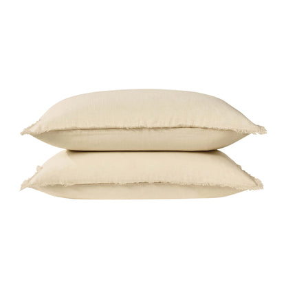 Lora Linen Blend Frayed Edge Duvet Cover & Pillowcase Set - Natural - DUSK