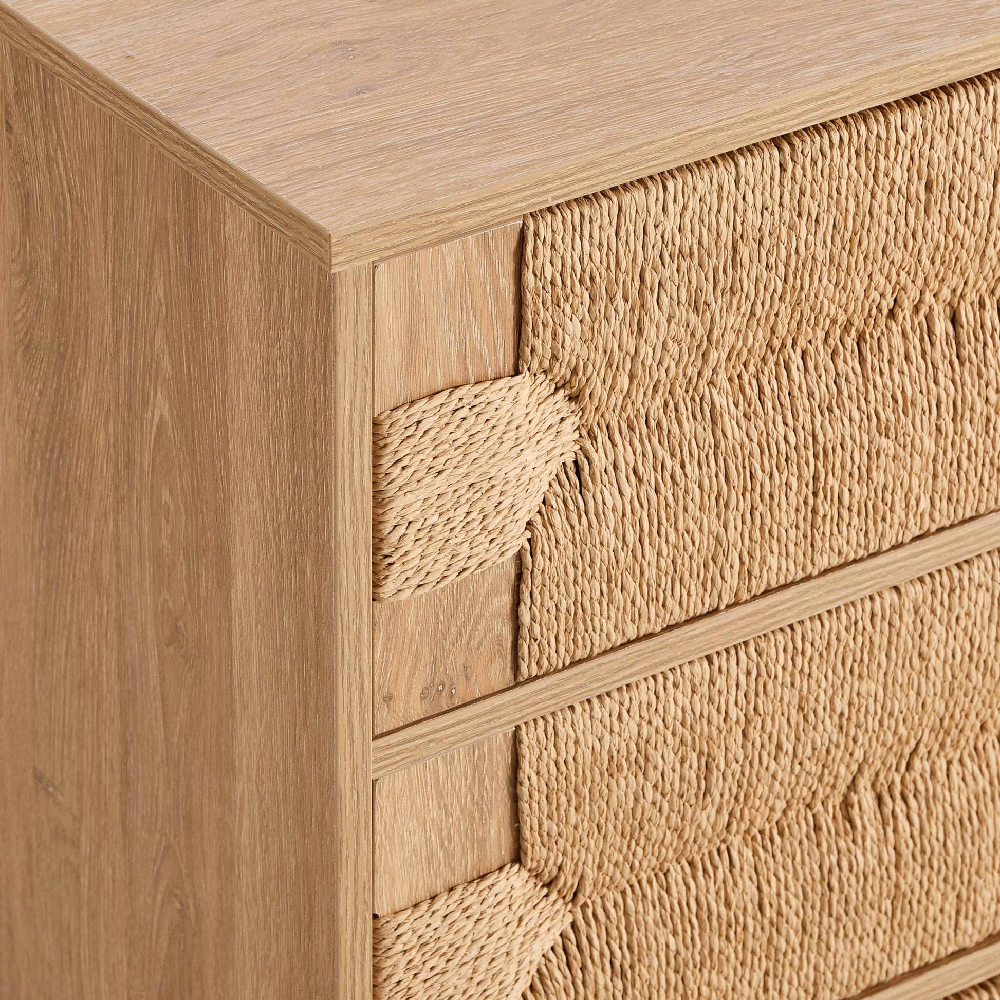 Lottie Woven 3 Drawer Chest - Light Wood - DUSK