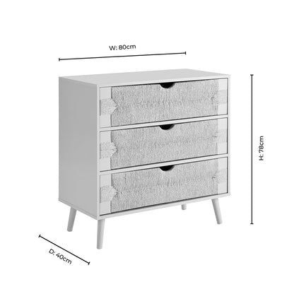 Lottie Woven 3 Drawer Chest - Light Wood - DUSK
