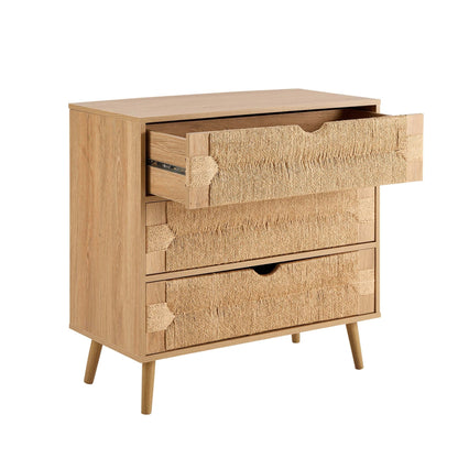 Lottie Woven 3 Drawer Chest - Light Wood - DUSK