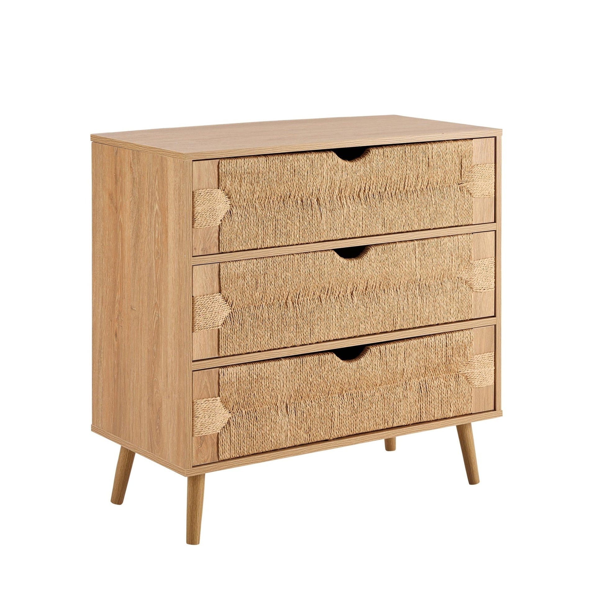 Lottie Woven 3 Drawer Chest - Light Wood - DUSK