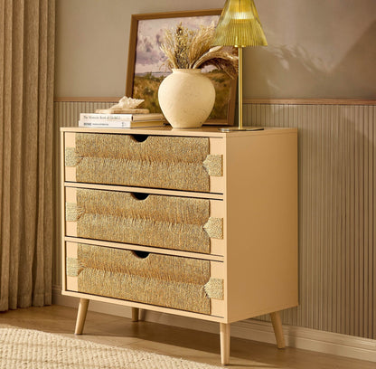 Lottie Woven 3 Drawer Chest - Sand - DUSK