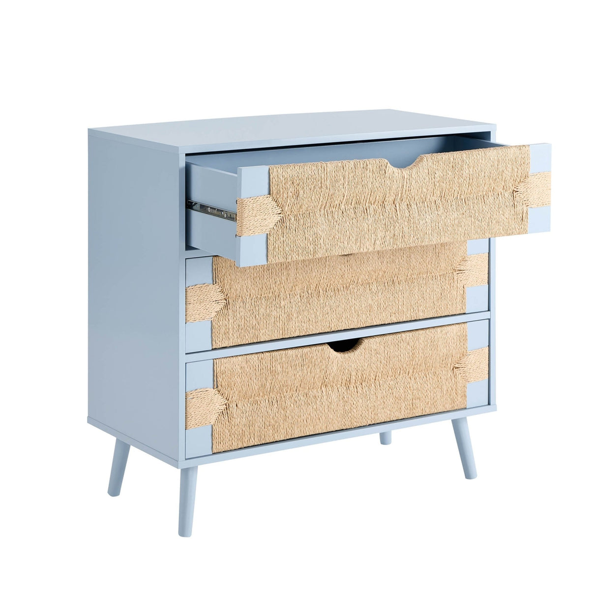 Lottie Woven 3 Drawer Chest - Sky Blue - DUSK