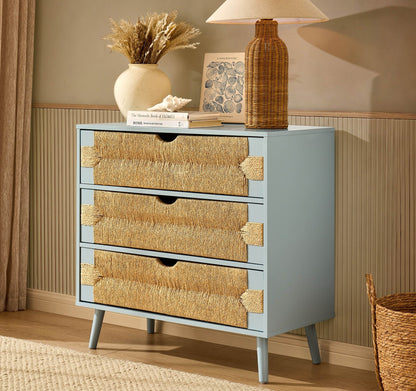 Lottie Woven 3 Drawer Chest - Sky Blue - DUSK