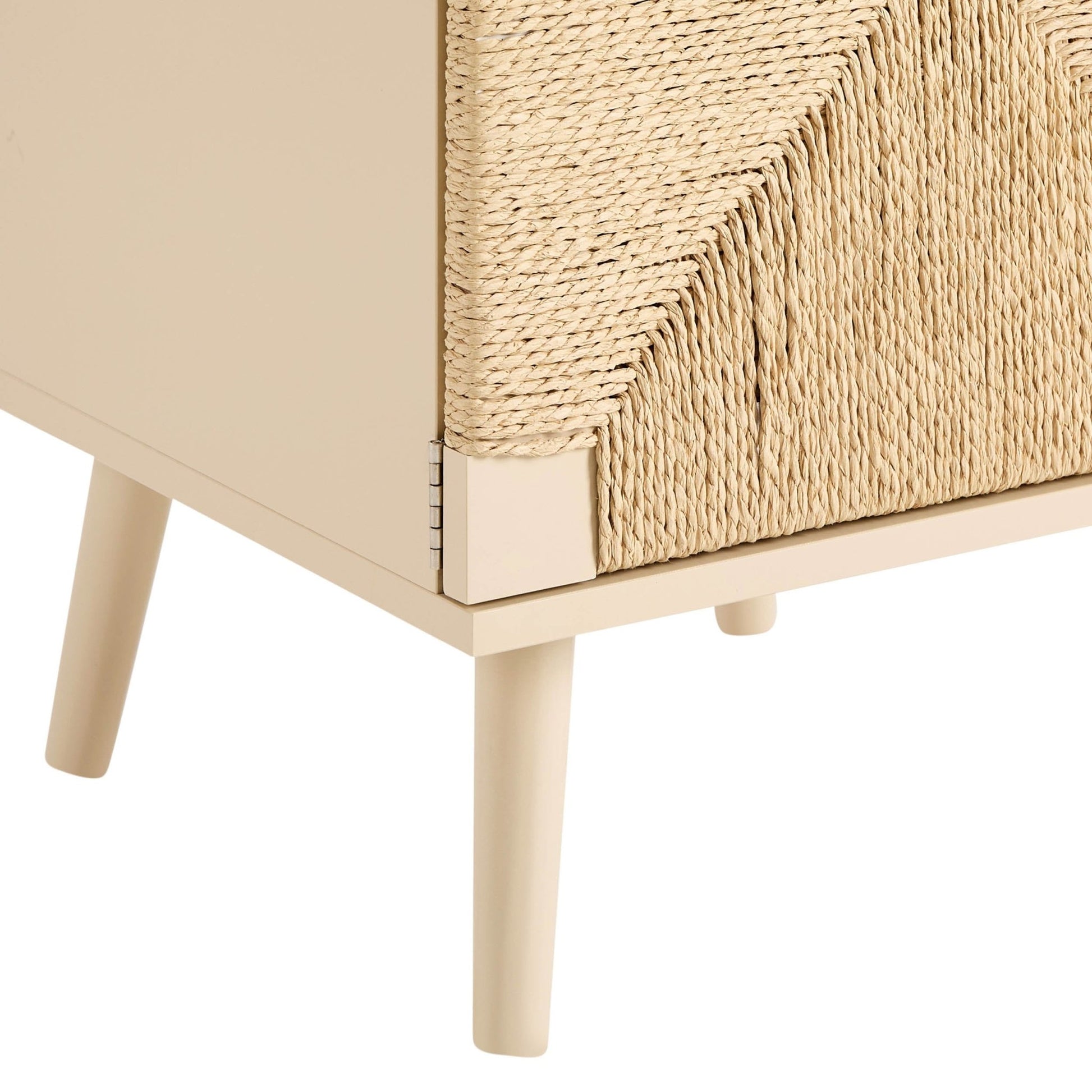 Lottie Woven Bedside Table with Door - Sand - DUSK