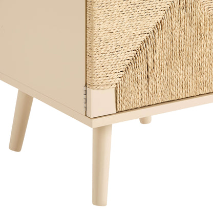 Lottie Woven Bedside Table with Door - Sand - DUSK
