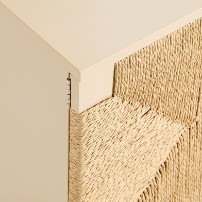 Lottie Woven Bedside Table with Door - Sand - DUSK