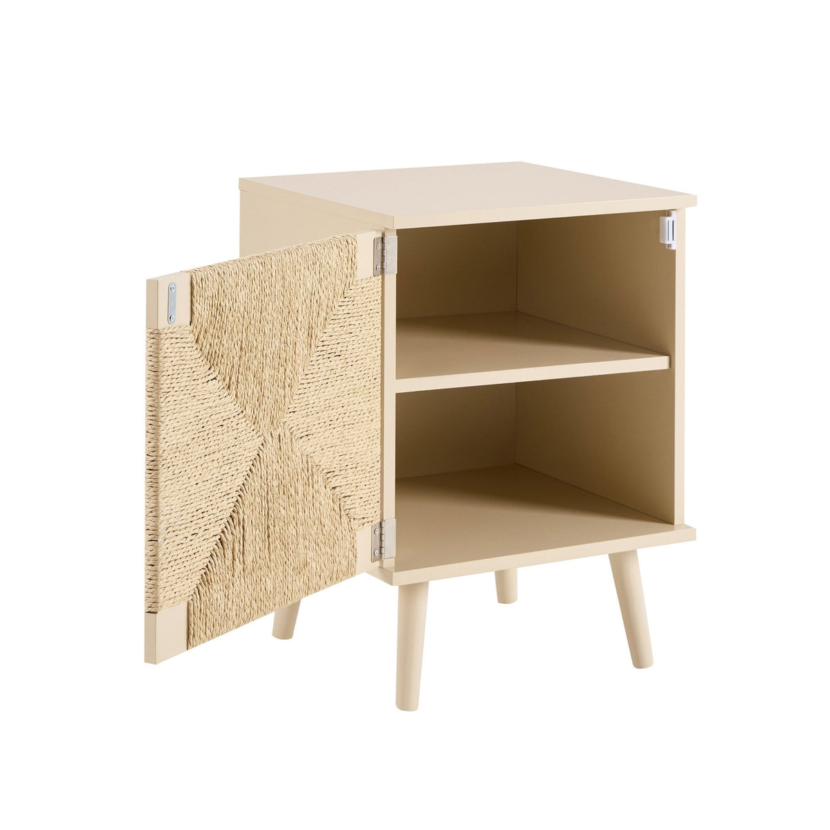 Lottie Woven Bedside Table with Door - Sand - DUSK