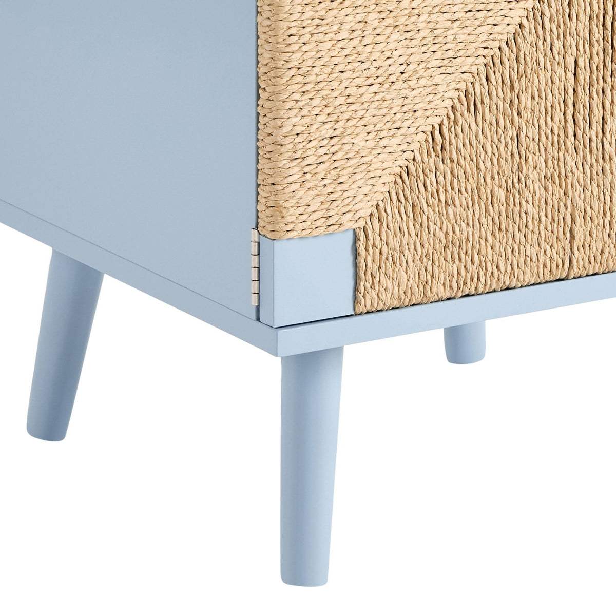 Lottie Woven Bedside Table with Door - Sky Blue - DUSK