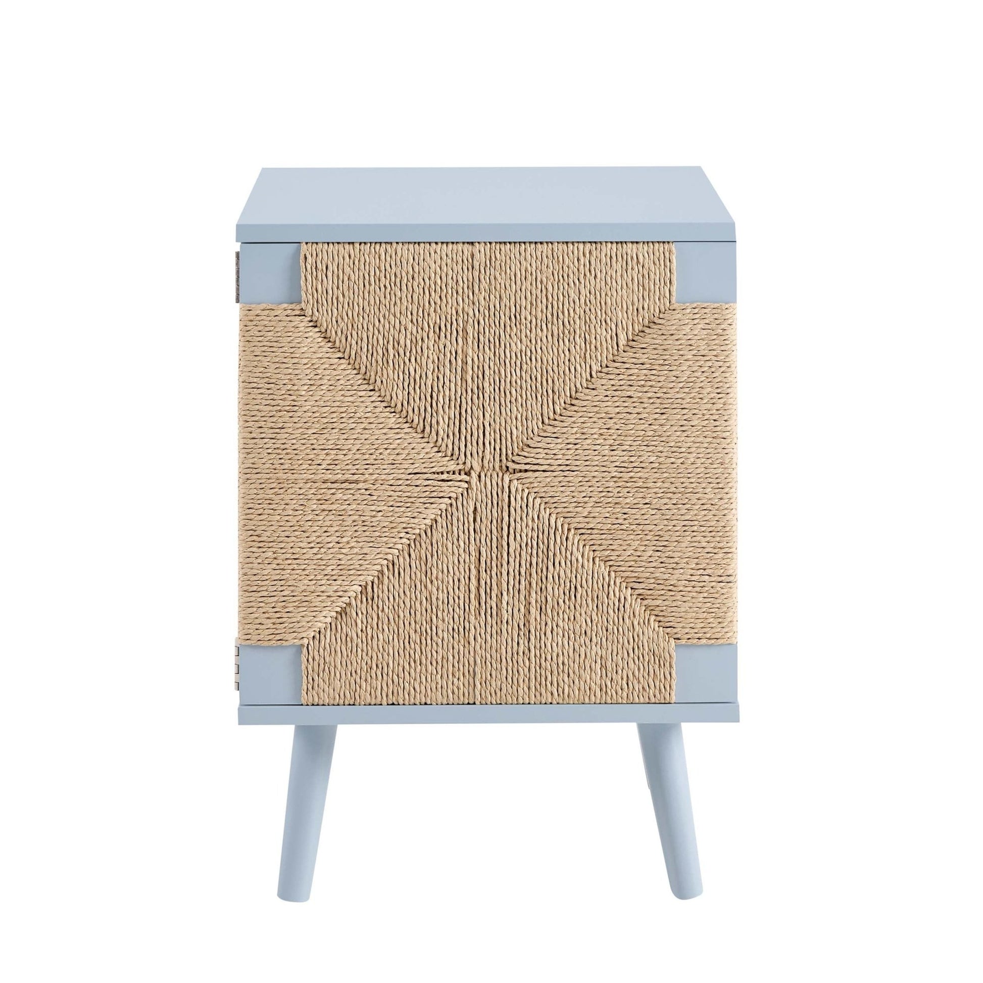 Lottie Woven Bedside Table with Door - Sky Blue - DUSK