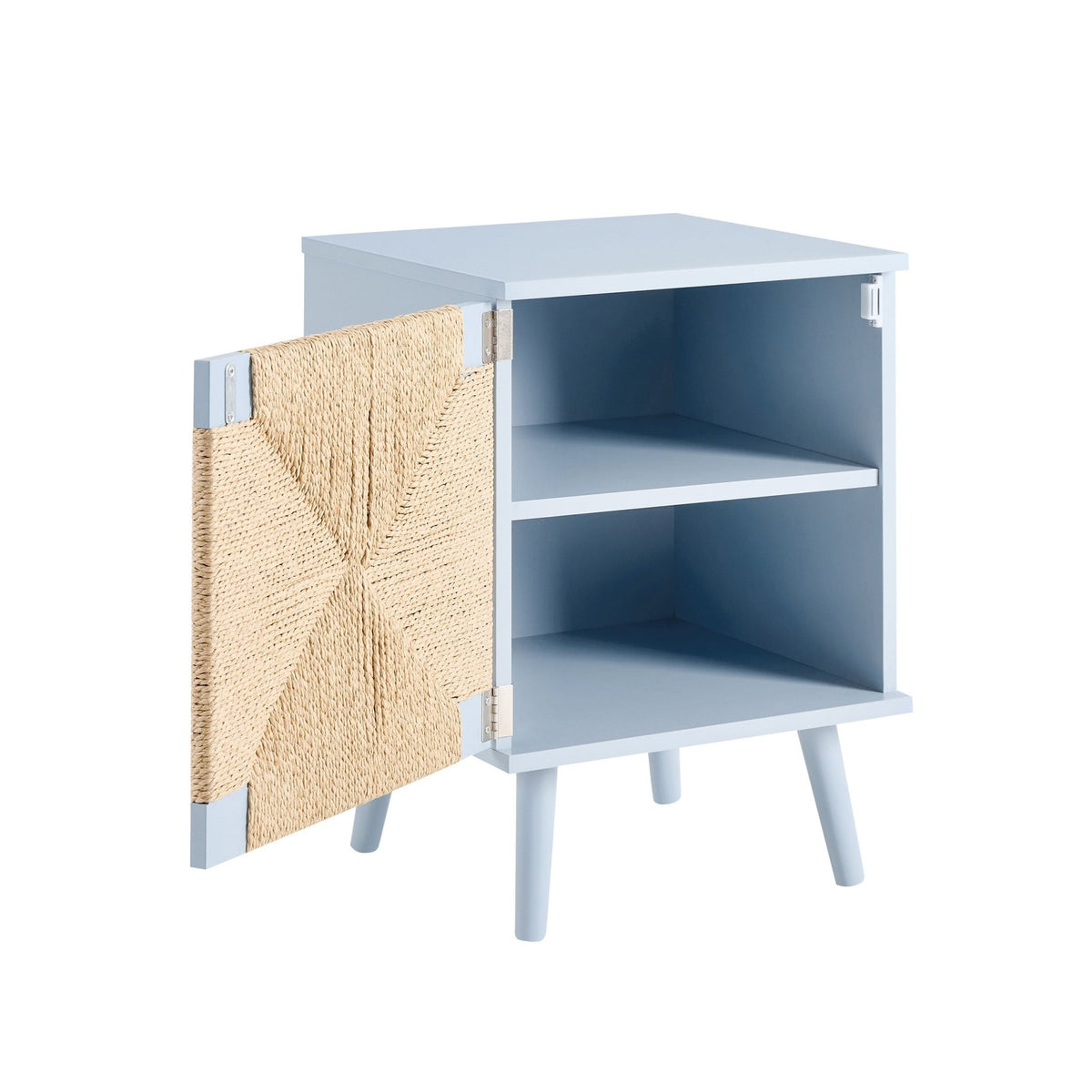 Lottie Woven Bedside Table with Door - Sky Blue - DUSK