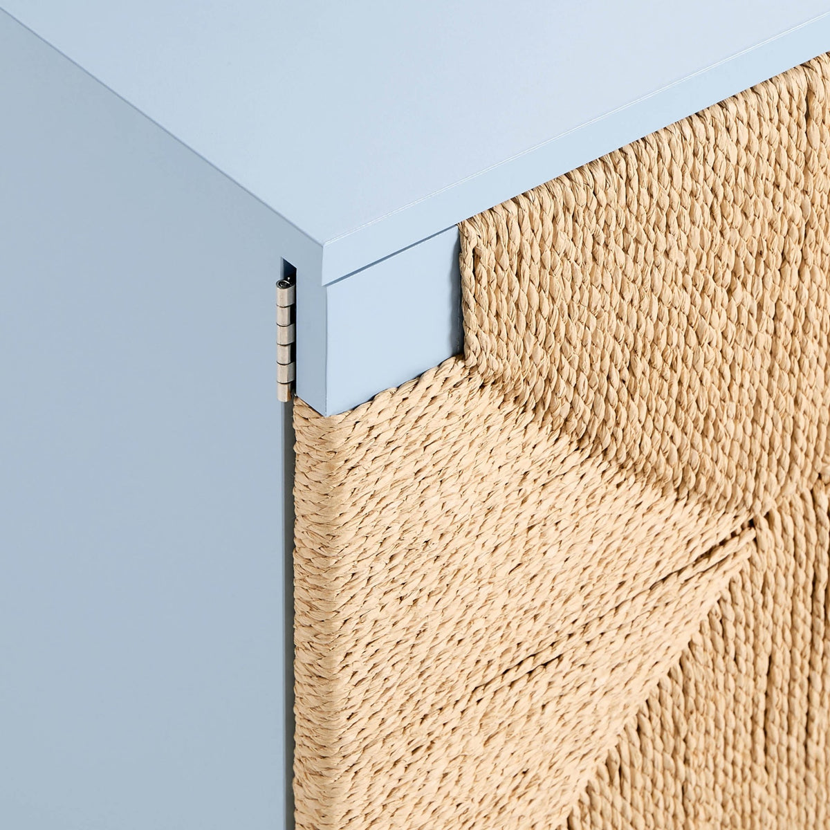 Lottie Woven Bedside Table with Door - Sky Blue - DUSK