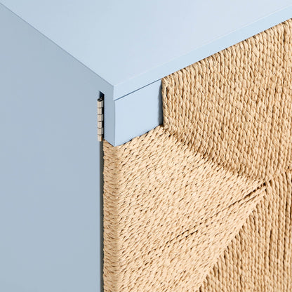 Lottie Woven Bedside Table with Door - Sky Blue - DUSK