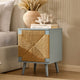 Lottie Woven Bedside Table with Door - Sky Blue - DUSK