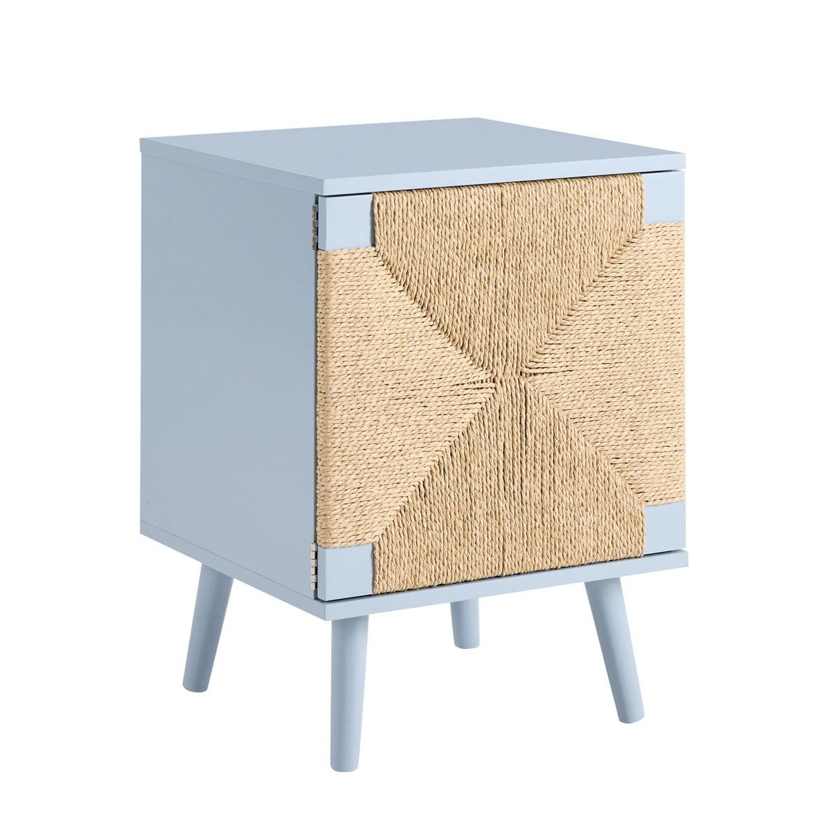 Lottie Woven Bedside Table with Door - Sky Blue - DUSK