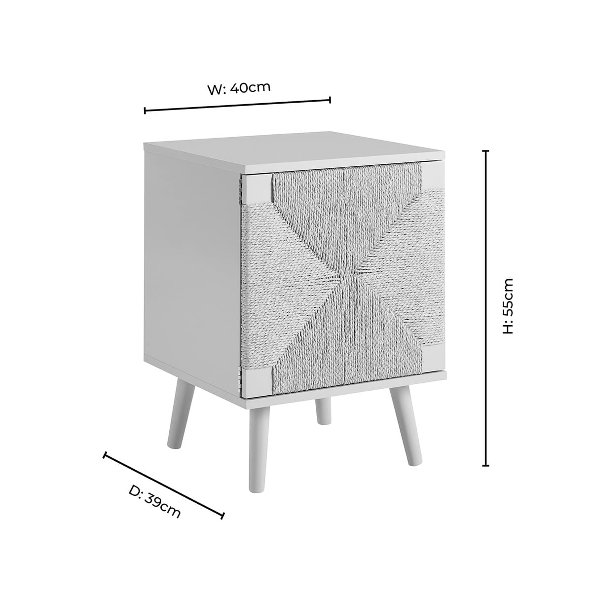 Lottie Woven Bedside Table with Door - Sky Blue - DUSK
