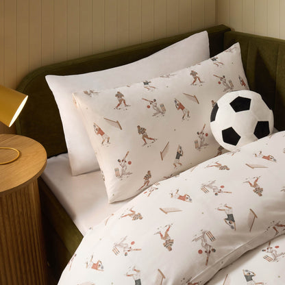 Luca Sporty 100% Cotton Kids Duvet Cover & Pillowcase Set - Taupe - DUSK