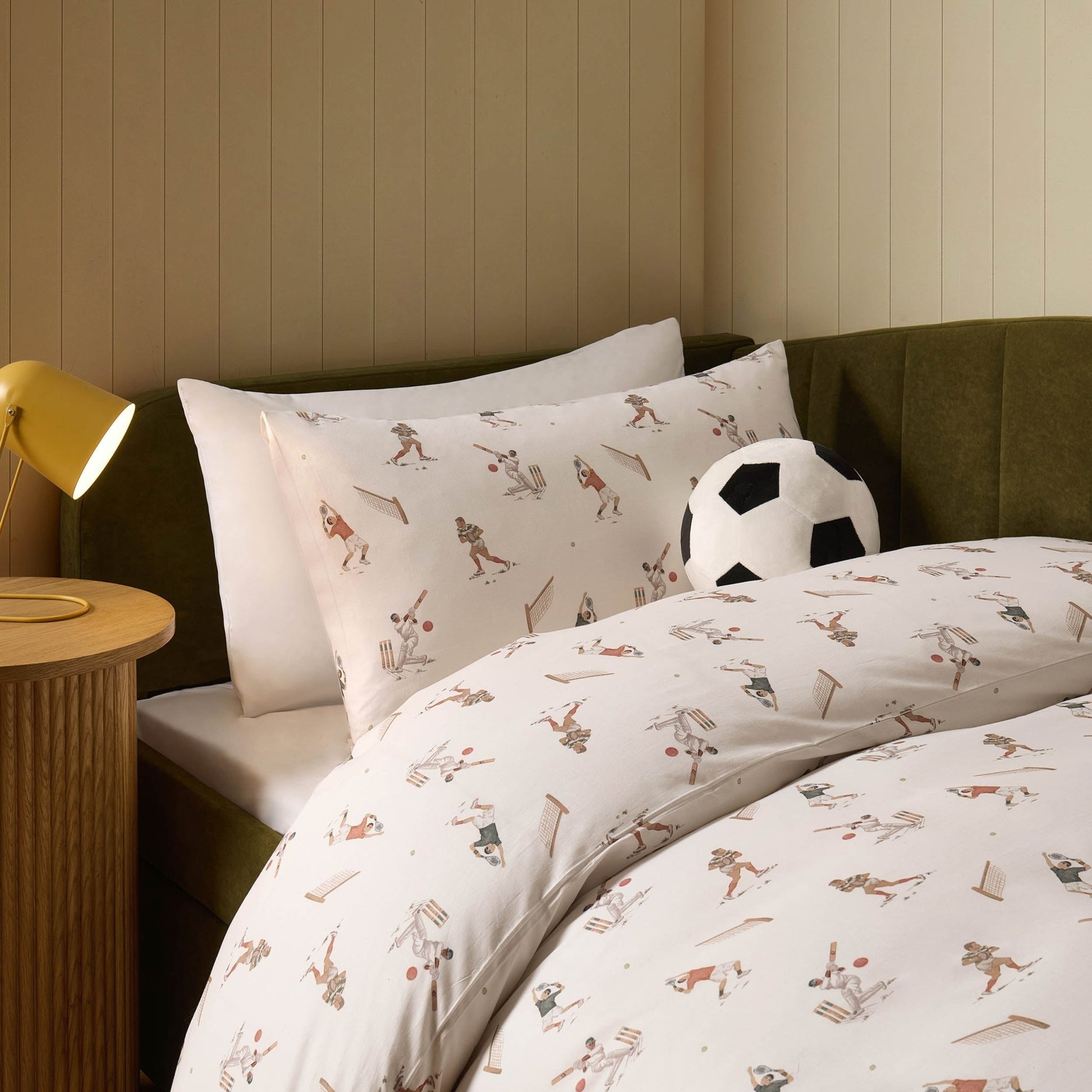 Luca Sporty 100% Cotton Kids Duvet Cover & Pillowcase Set - Taupe - DUSK