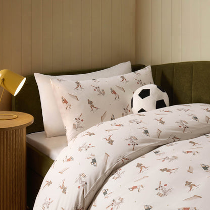 Luca Sporty 100% Cotton Kids Duvet Cover & Pillowcase Set - Taupe - DUSK
