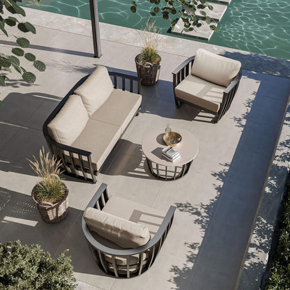 Lucca Outdoor 5 Seater Lounge Set with Coffee Table - Black - DUSK