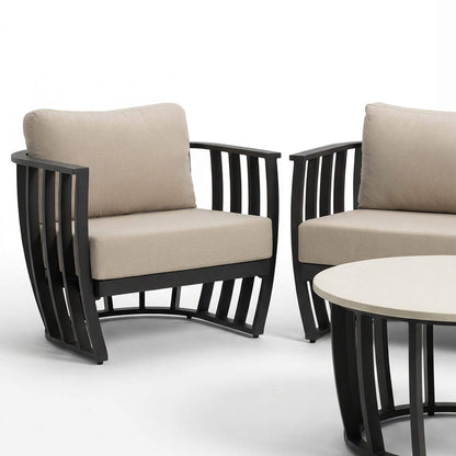 Lucca Outdoor 5 Seater Lounge Set with Coffee Table - Black - DUSK