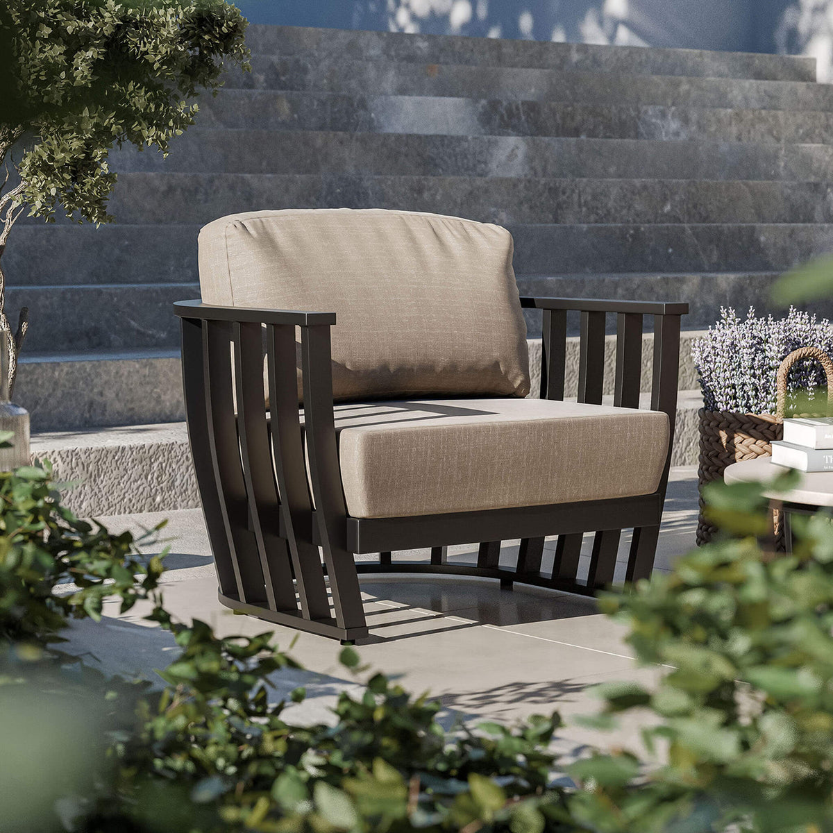 Lucca Outdoor 5 Seater Lounge Set with Coffee Table - Black - DUSK