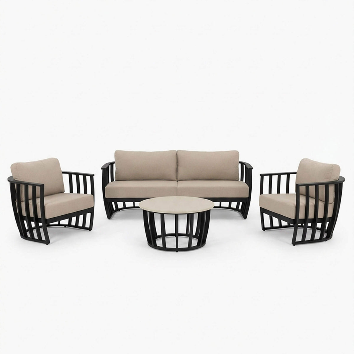 Lucca Outdoor 5 Seater Lounge Set with Coffee Table - Black - DUSK