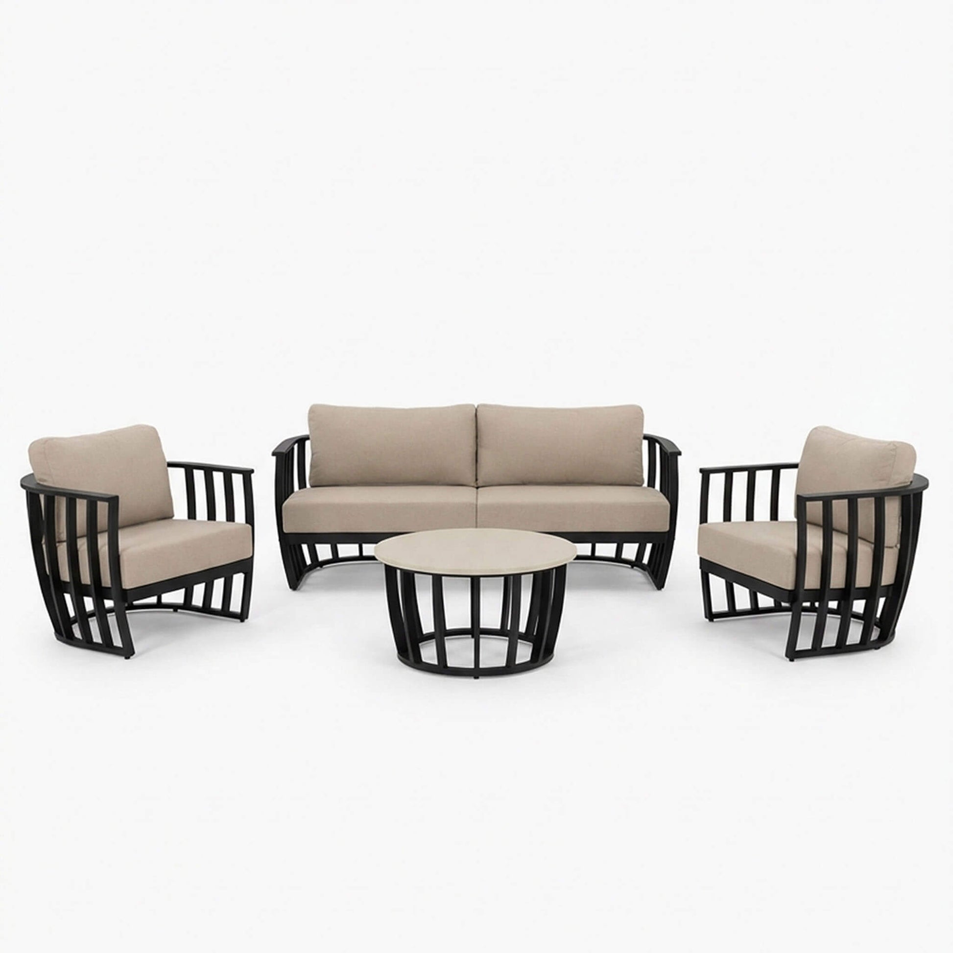 Lucca Outdoor 5 Seater Lounge Set with Coffee Table - Black - DUSK