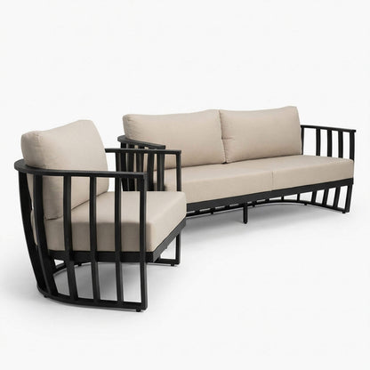 Lucca Outdoor 5 Seater Lounge Set with Coffee Table - Black - DUSK
