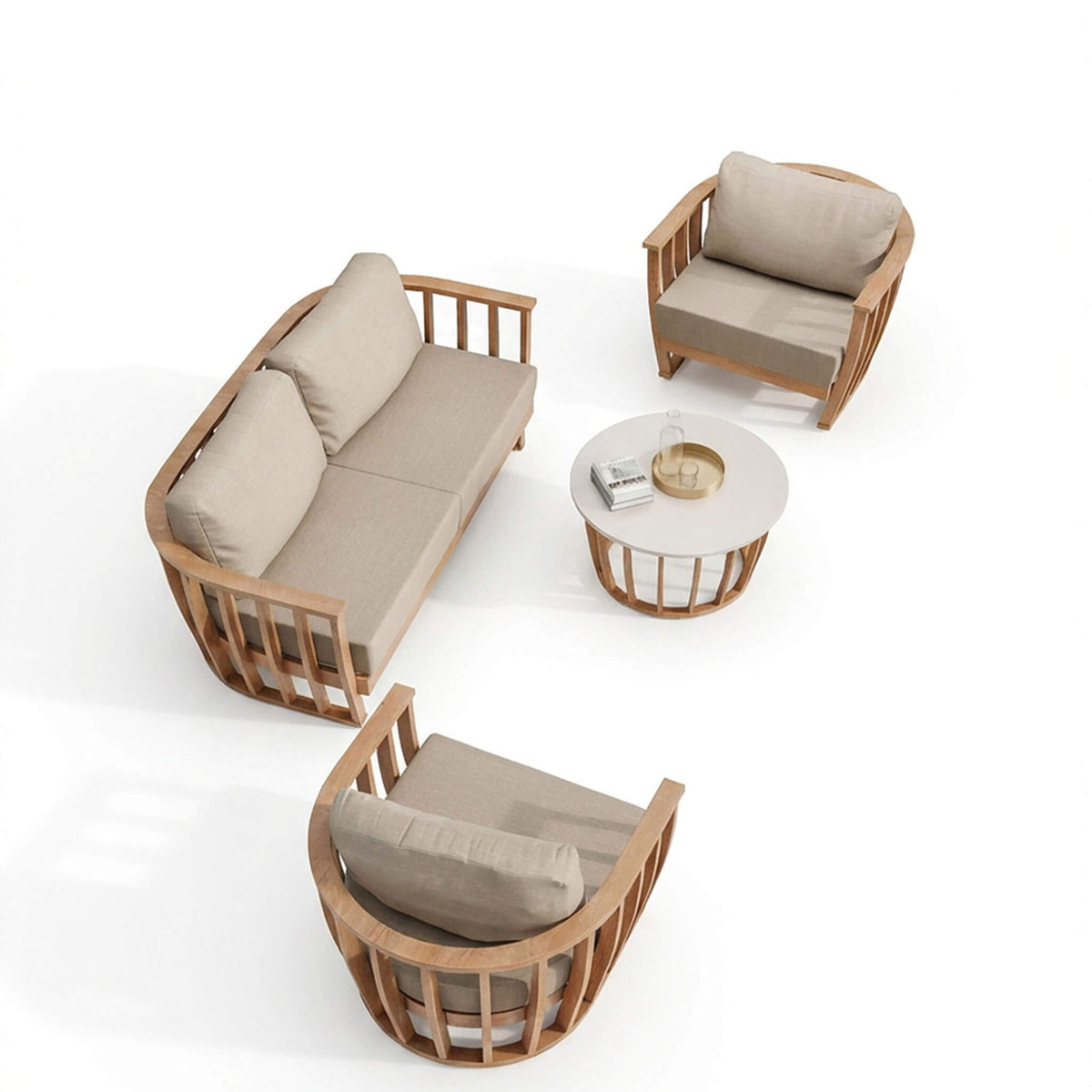 Lucca Outdoor 5 Seater Lounge Set with Coffee Table - Brown - DUSK