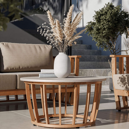 Lucca Outdoor 5 Seater Lounge Set with Coffee Table - Brown - DUSK