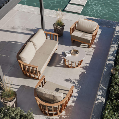 Lucca Outdoor 5 Seater Lounge Set with Coffee Table - Brown - DUSK