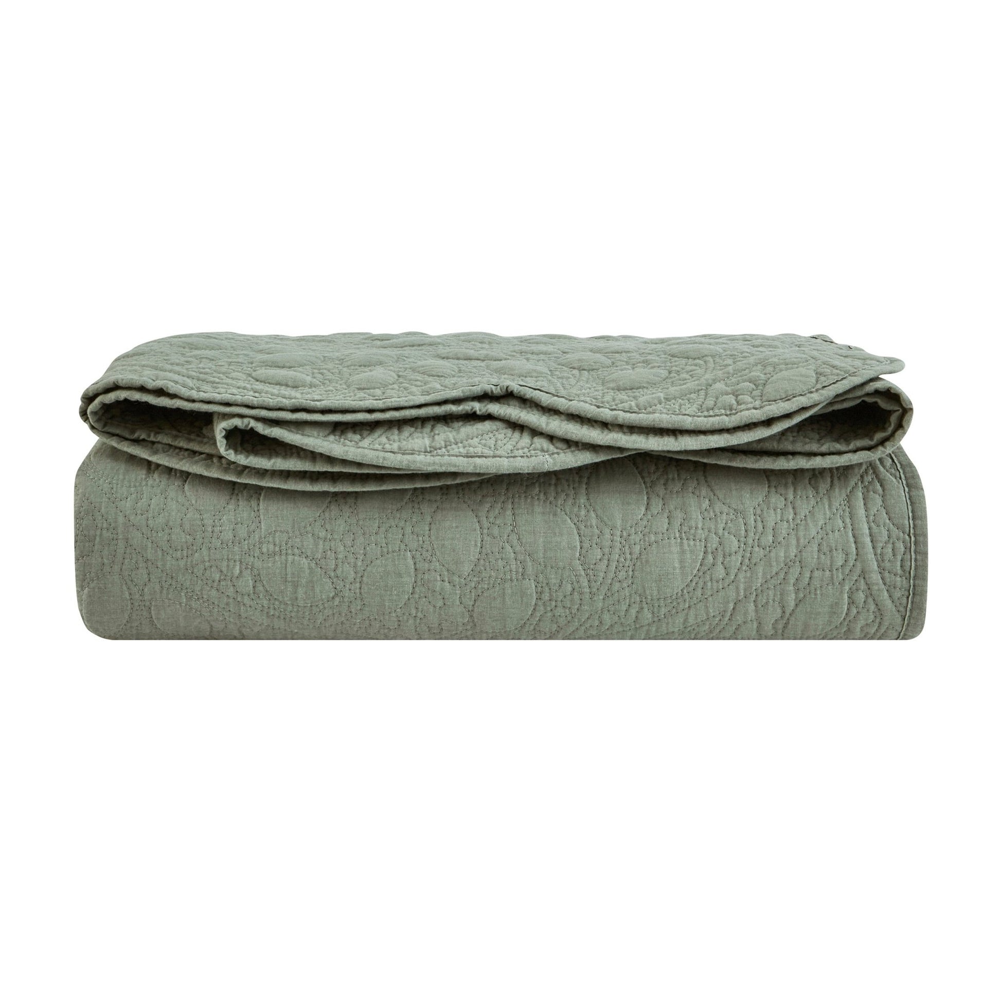Lucerne Scallop Matelasse Bedspread - Forest Green - DUSK