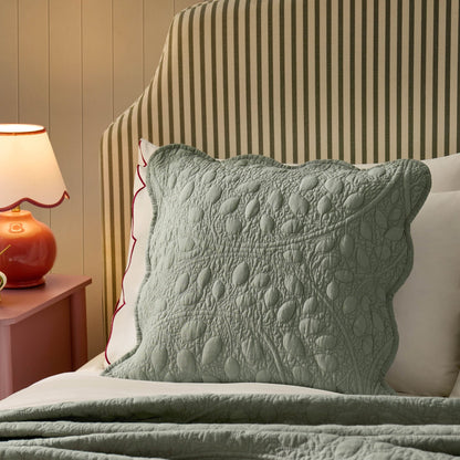 Lucerne Scallop Matelasse Cushion Cover - Forest Green - DUSK