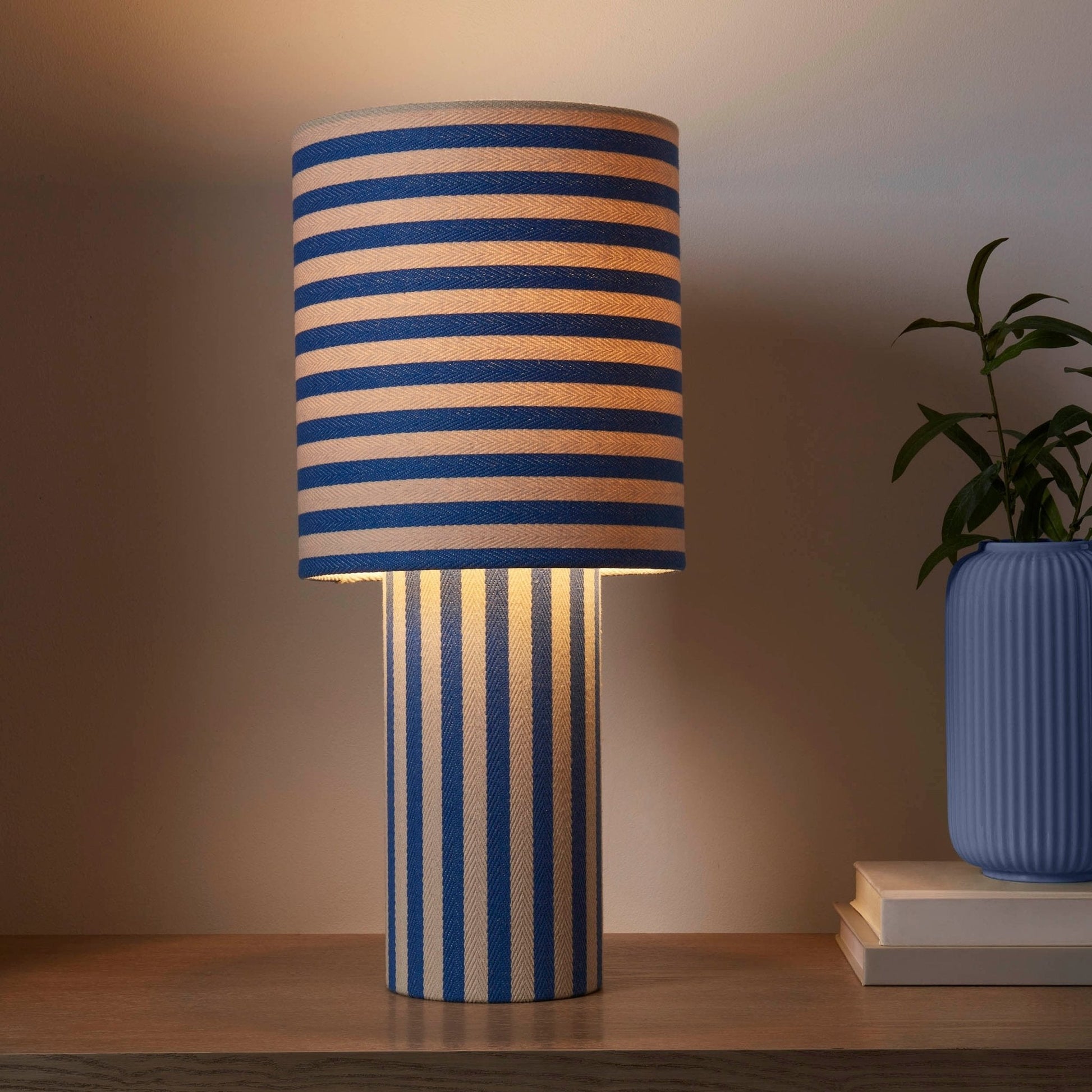 Lucia Striped Table Lamp - Blue/White - DUSK